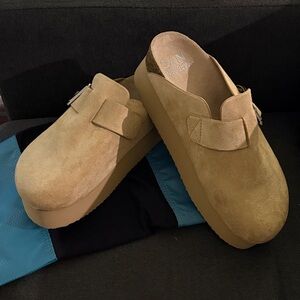 Tan Suede Mules
